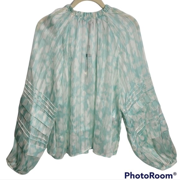 BCBGMAXAZRIA Printed Long‎ Sleeve Blouse SIZE MEDIUM - Picture 4 of 16